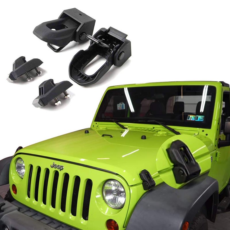 GOHAWKTEQ Jeep Hood Latch For 2007-2018 Jeep Wrangler Jk JL Black Stainless Steel Catch Kit Accessories To 2018 Jeep Wrangler - Image 1